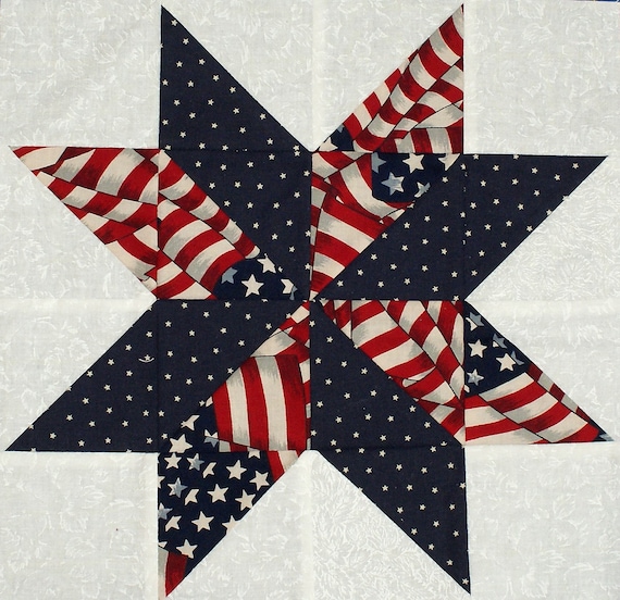 Starflower Quilt Blocks Patriotic Flag and Star Prints Etsy