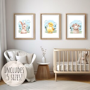 Baby Animals Nursery Art Prints | Nursery Art Prints | Animal Prints | Baby Girl Nursery Wall Art | Pastel Nursery Decor