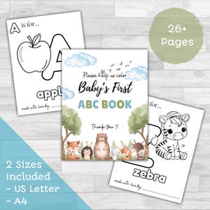 ABC Baby Shower Coloring Book Printable Alphabet Coloring Pages For Kids Baby Shower Activity Book Printable Baby Gift Keepsake PDF