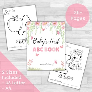 ABC Baby Shower Coloring Book Printable Alphabet Coloring Pages For Kids Baby Shower Activity Book Printable Baby Gift Keepsake PDF