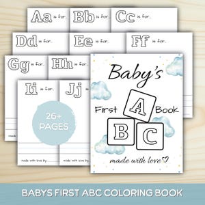 ABC Baby Shower Coloring Book Printable Alphabet Coloring Pages For Kids Baby Shower Activity Book Printable Baby Gift Keepsake PDF