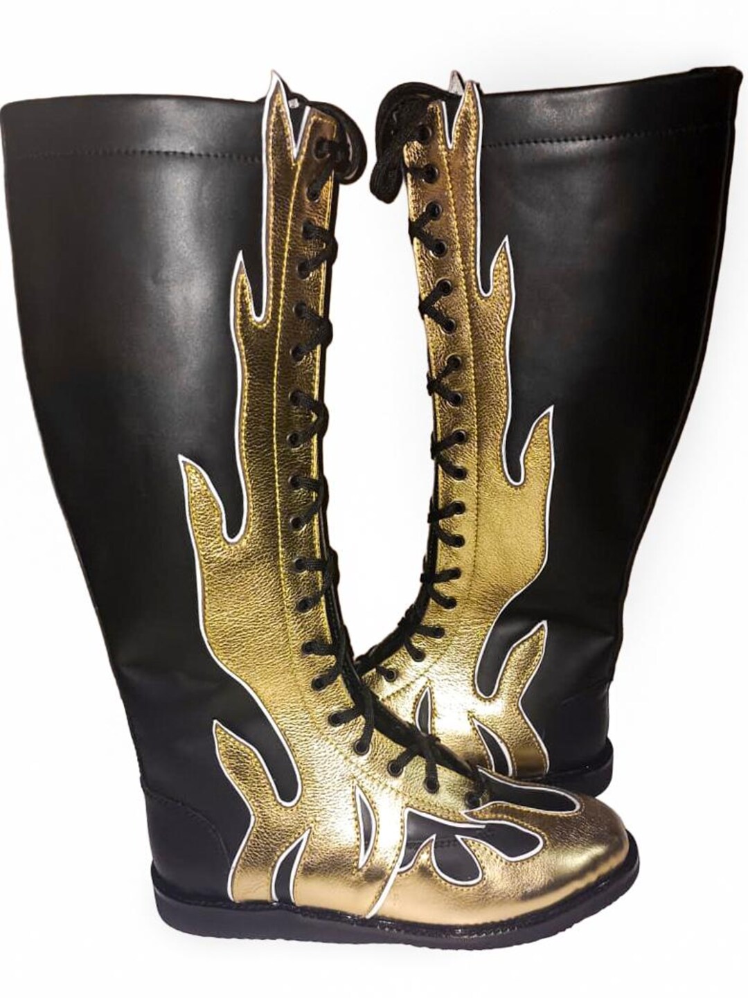 Handmade Leather Pro Wrestling Boots Customize Wrestling Boots Gold Handmade Leather Pro Wrestling Boots Customize Wrestling Boots Gold