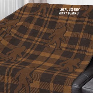 Bigfoot Plaid Minky Blanket: 'Local Legend' Ultra Cozy Cryptid Cabin Decor Throw