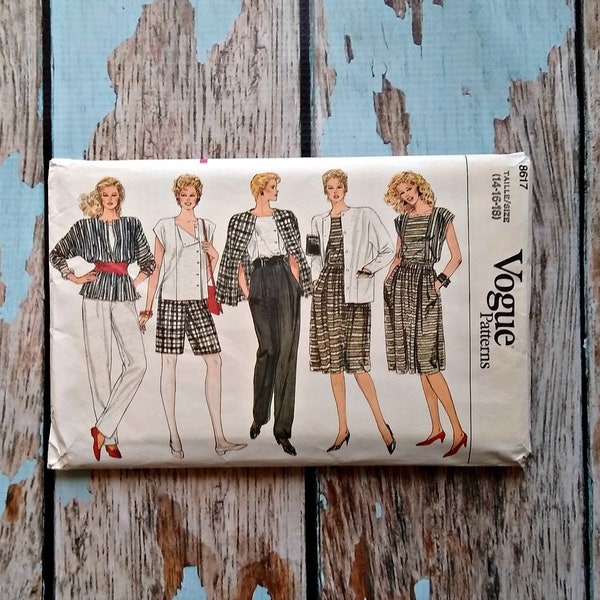 Vintage Sewing Pattern - Vogue 8617 - V8617 - Wardrobe Pattern - Top Skirt Suit Jacket Pants Shorts Pattern - Woman's Separates - 1980s