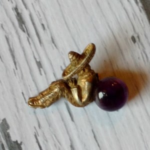 Vintage Mexican Pin - Mexican Sombrero Pin - Purple Cabochon Brooch - 1950s Kitsch Pin - Southwestern Jewelry - Cowboy Pin