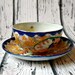 Vintage Japanese Geisha Teacup and Saucer Set - Blue Japanese Kimono Tea Cup - Eggshell Porcelain Teacup Saucer - Made in Japan - Tea Set