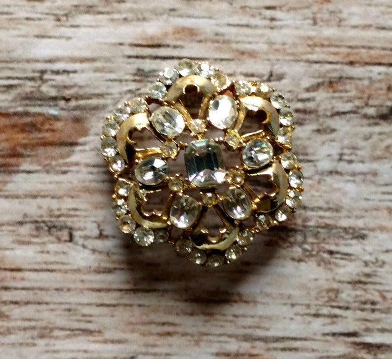 Vintage Rhinestone Pin Rhinestone Fliower Pin Rhinestone Cluster Brooch Rhinestone Statement Pin