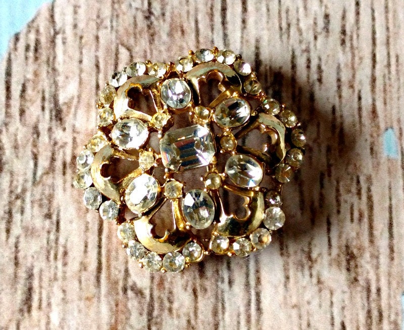 Vintage Rhinestone Pin Rhinestone Fliower Pin Rhinestone Etsy Singapore