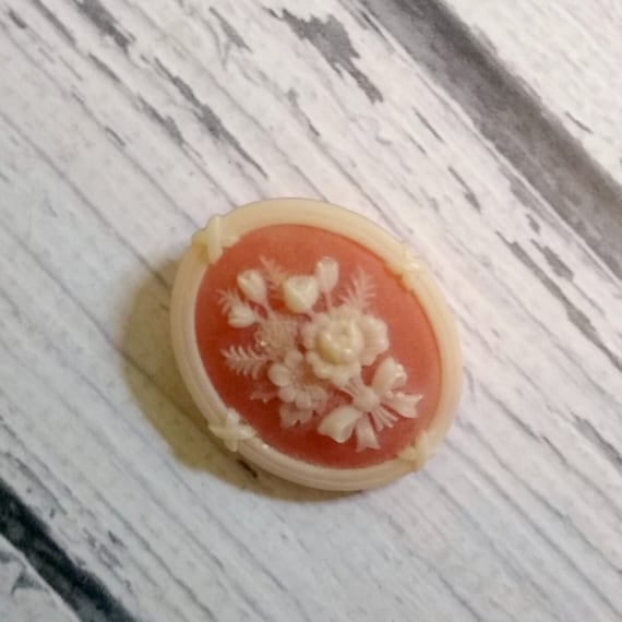 Vintage Oval Cameo - Cameo with Flowers - Roses P… - image 1