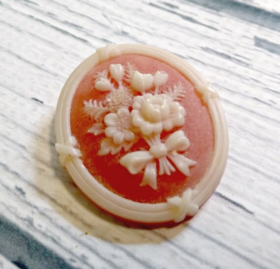 Vintage Oval Cameo - Cameo with Flowers - Roses P… - image 7