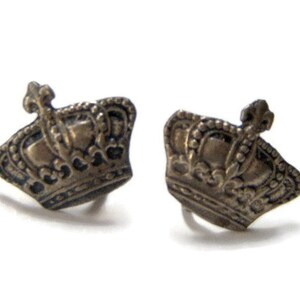 Sterling Silver Crown Earrings - Vintage Sterling Silver Earrings - Royal Wedding Jewelry - 1930s Jewelry Bild 2