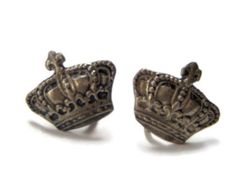 Sterling Silver Crown Earrings - Vintage Sterling Silver Earrings - Royal Wedding Jewelry - 1930s Jewelry Bild 2