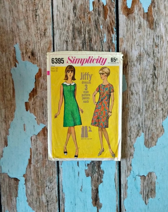 Vintage Sewing Pattern - Simplicity 6395 - S6395 - Shift Dress - A-line Dress - Sleeveless Dress - Dress Pattern - 1966 Sewing Pattern - Etsy Vintage Sewing Pattern - Simplicity 6395 - S6395 - Shift Dress - A-line Dress - Sleeveless Dress - Dress Pattern - 1966 Sewing Pattern - Etsy