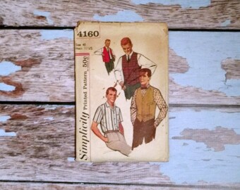 Vintage Sewing Pattern - Simplicity 4160 - Man's Shirt and Vest - Long or Short Sleeve Shirt- Dress Shirt - 1960s Menswear