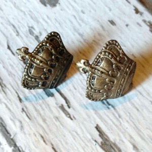 Sterling Silver Crown Earrings - Vintage Sterling Silver Earrings - Royal Wedding Jewelry - 1930s Jewelry Bild 1