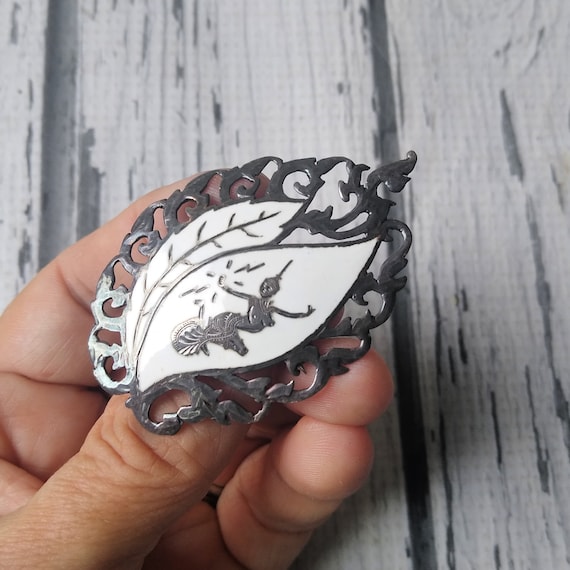 Vintage 1940s Siam Silver Brooch - Thai Silver Pi… - image 2