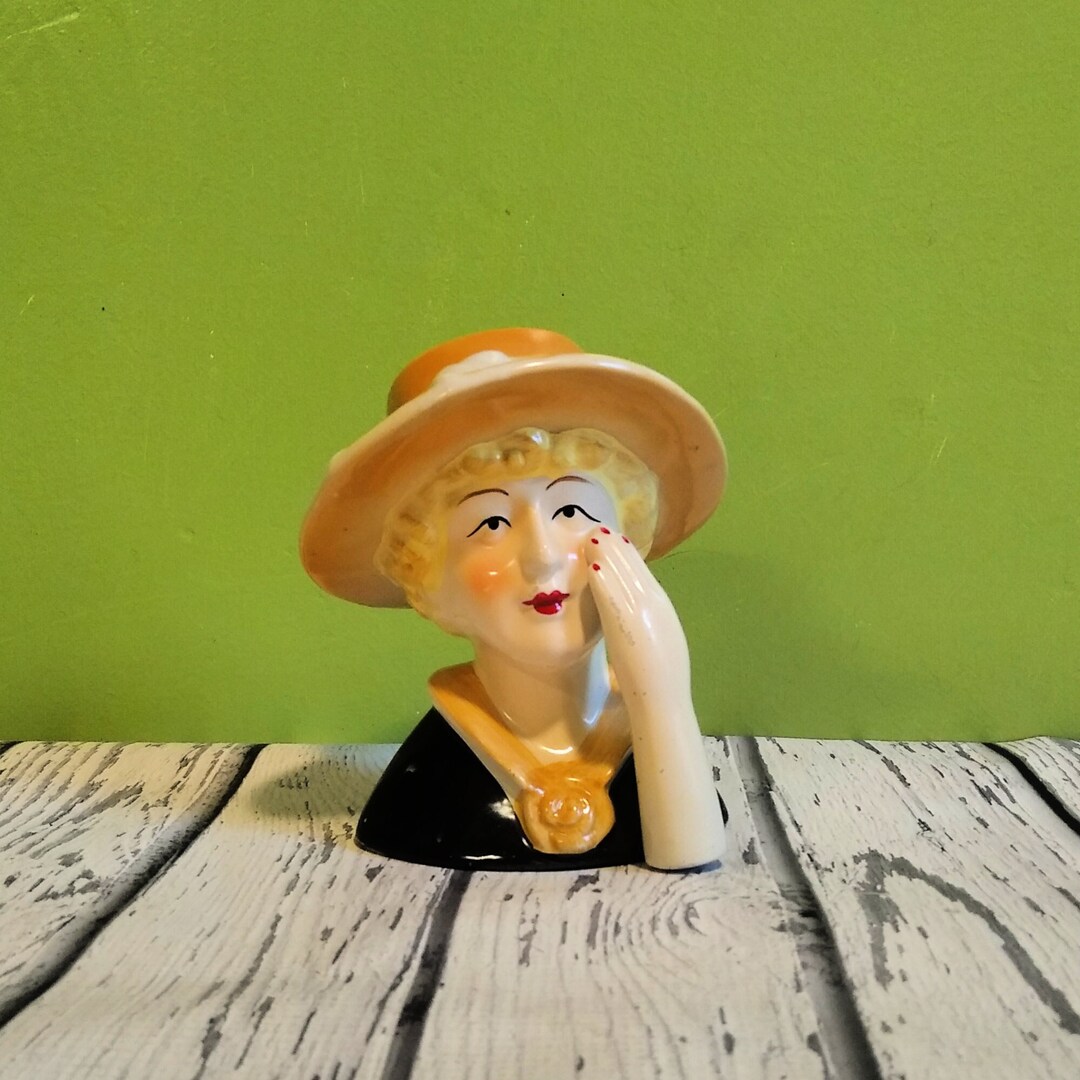 Vintage Retro Lady Head Statue Womans Head Bust Ceramic Etsy