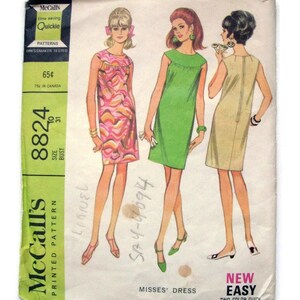 Vintage Sewing Pattern McCalls 8824 Vintage Dress Pattern Short Dress Day Dress Size Small 31 Bust 1960s Sewing image 3