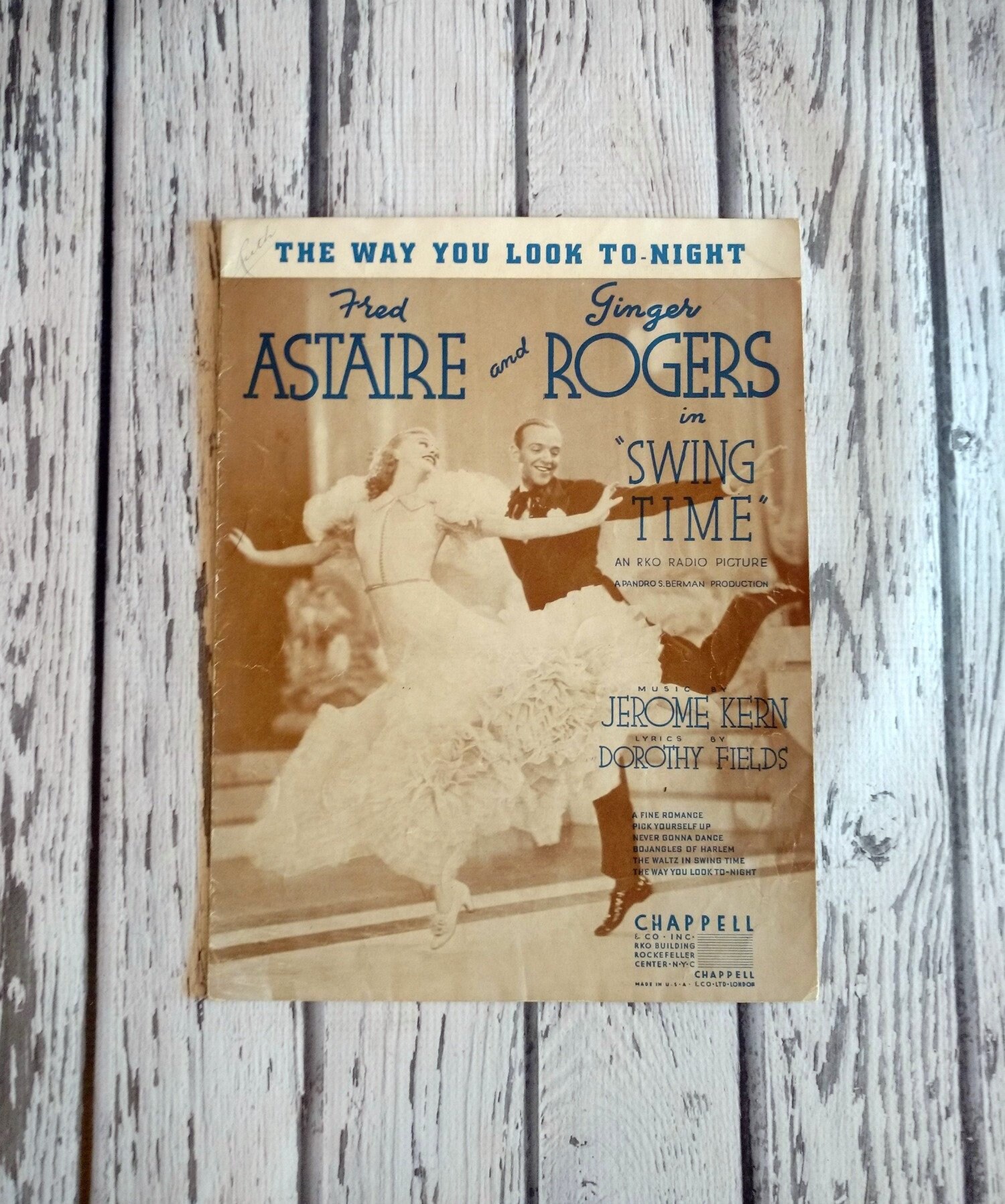 Vintage Fred Astaire Ginger Rogers Sheet Music Swing Time The Way You Look Tonight Vintage Sheet Music 1930s Movie Musicals