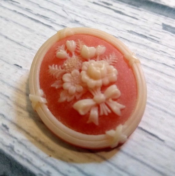 Vintage Oval Cameo - Cameo with Flowers - Roses P… - image 6
