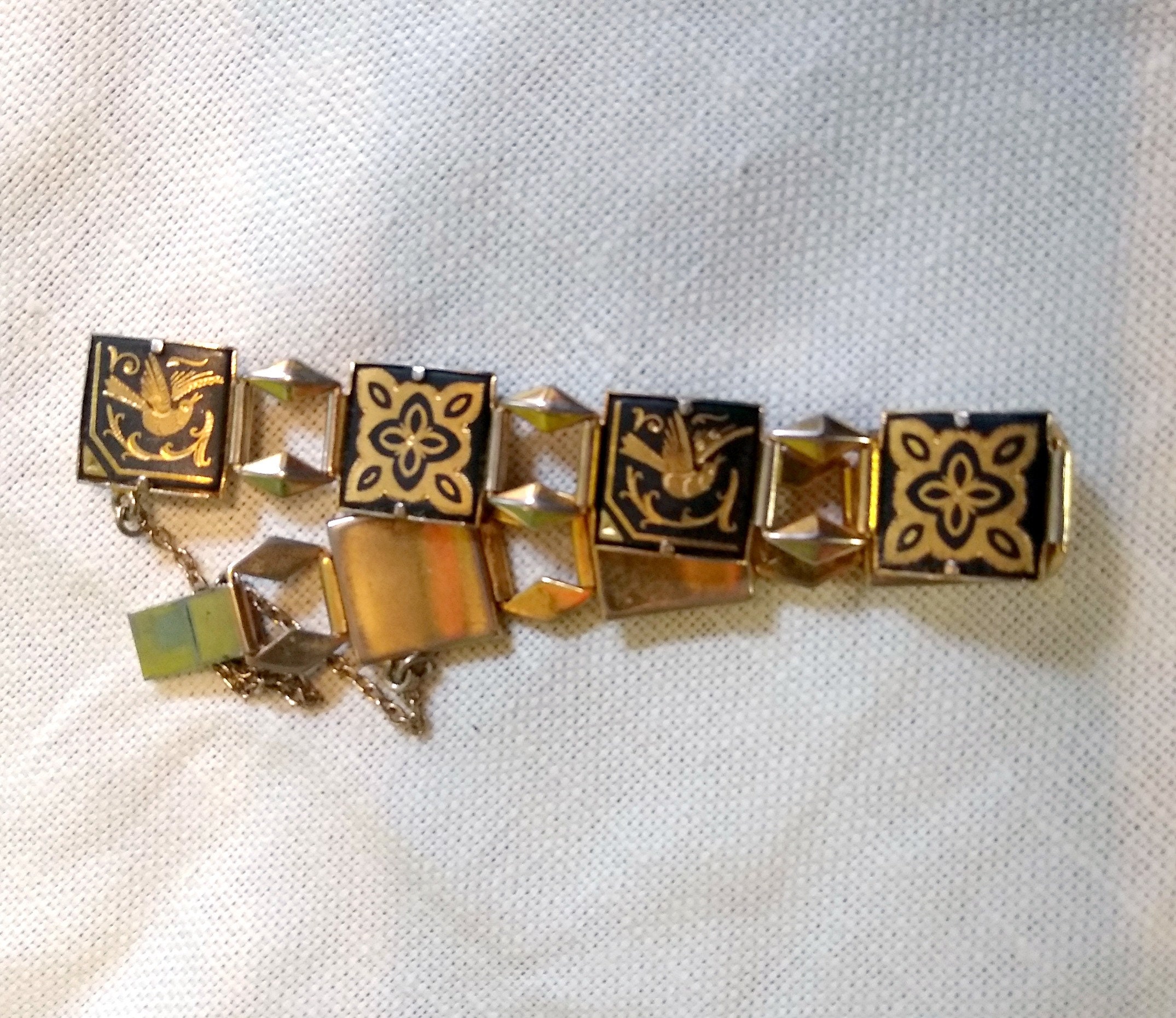Vintage Damasquinado Bracelet - Wide Damascene Bracelet