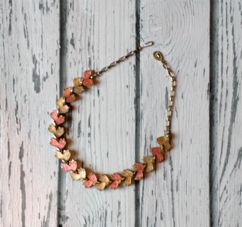 Candy Pink 1960s Retro Choker Necklace Frosted Rose Glass Silver Metal Vintage Pink Choker Necklace
