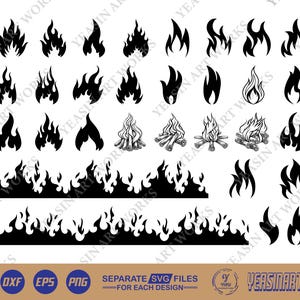 Flame SVG, Flame Vector, Silhouette, Cricut file, Clipart, Cuttable Design, Png, Dxf & Eps Designs.