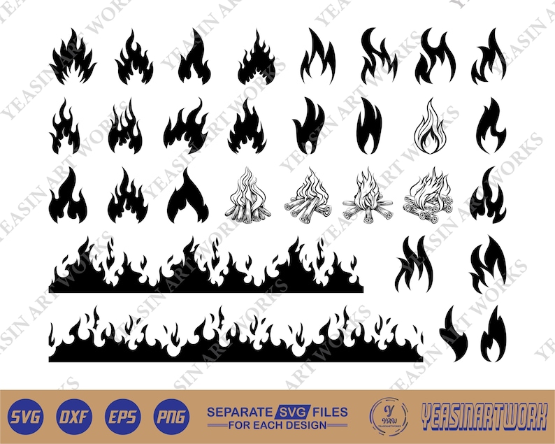 Flame SVG, Flame Vector, Silhouette, Cricut File, Clipart, Cuttable ...