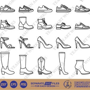 Shoes SVG, Shoes Vector, Silhouette, Cricut file, Clipart, Cuttable Design, Png, Dxf & Eps Designs.