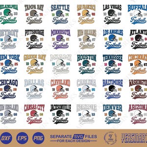 Vintage Football Team SVG Bundle, Retro Sport Design (Cricut, Sublimation)