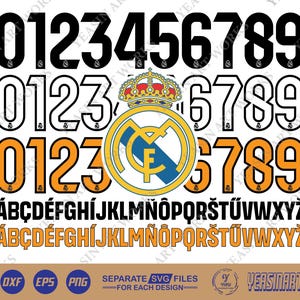 Neuer Schriftvektor Jersey Real Madrid SVG, Real Madrid Schriftvektor, Silhouette, Cricut-Datei, Clipart, schneidbares Design, Png-, Dxf- und Eps-Design.