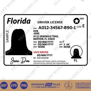 Florida rijbewijs SVG, Florida rijbewijs vector, silhouet, Cricut-bestand, clipart, Graveerbare ontwerp, png-, dxf- en epsontwerpen.