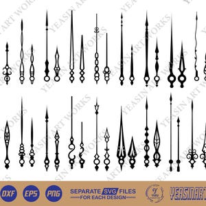 Clock Hands SVG, Clock Hands Vector, Silhouette, Cricut file, Clipart, Cuttable Design, Png, Dxf & Eps Designs.