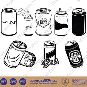 Beer Can SVG, Beer Can Vector, Silhouette, Cricut file, Clipart, Cuttable Design, Png, Dxf & Eps Designs.