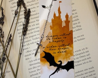 Bookmark Fourth Wing, Onyx Storm, Iron Flame, Dragon, Fantasy, with sword charm, Handmade