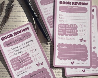 Book Review Cards, Bookmarks Book Reviews, Gift Idea for Book Lovers, Book Tracking, Book Notes and Journal, 12 Paper Cards