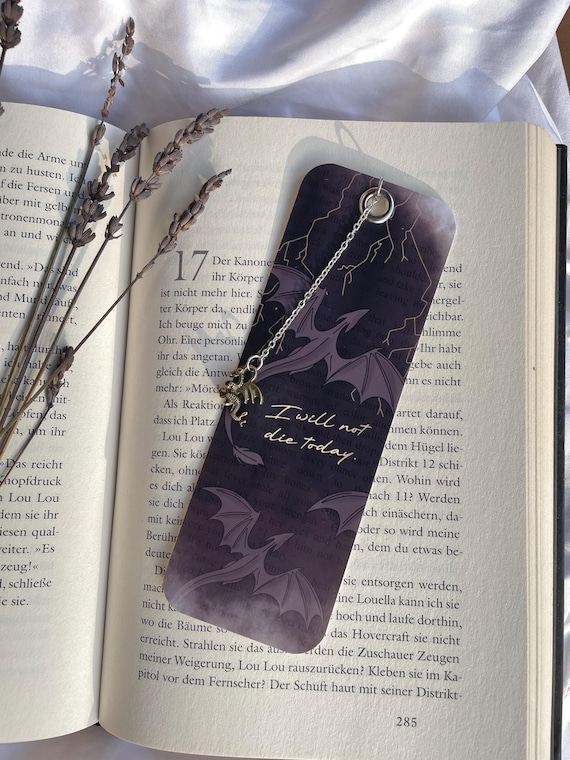 Lesezeichen Fourth Wing, Onyx Storm, Iron Flame, Drache, Fantasy, mit Drachen-Charm, Handmade für Buchfans