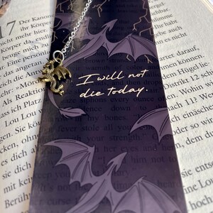 Lesezeichen Fourth Wing, Onyx Storm, Iron Flame, Drache, Fantasy, mit Drachen-Charm, Handmade für Buchfans