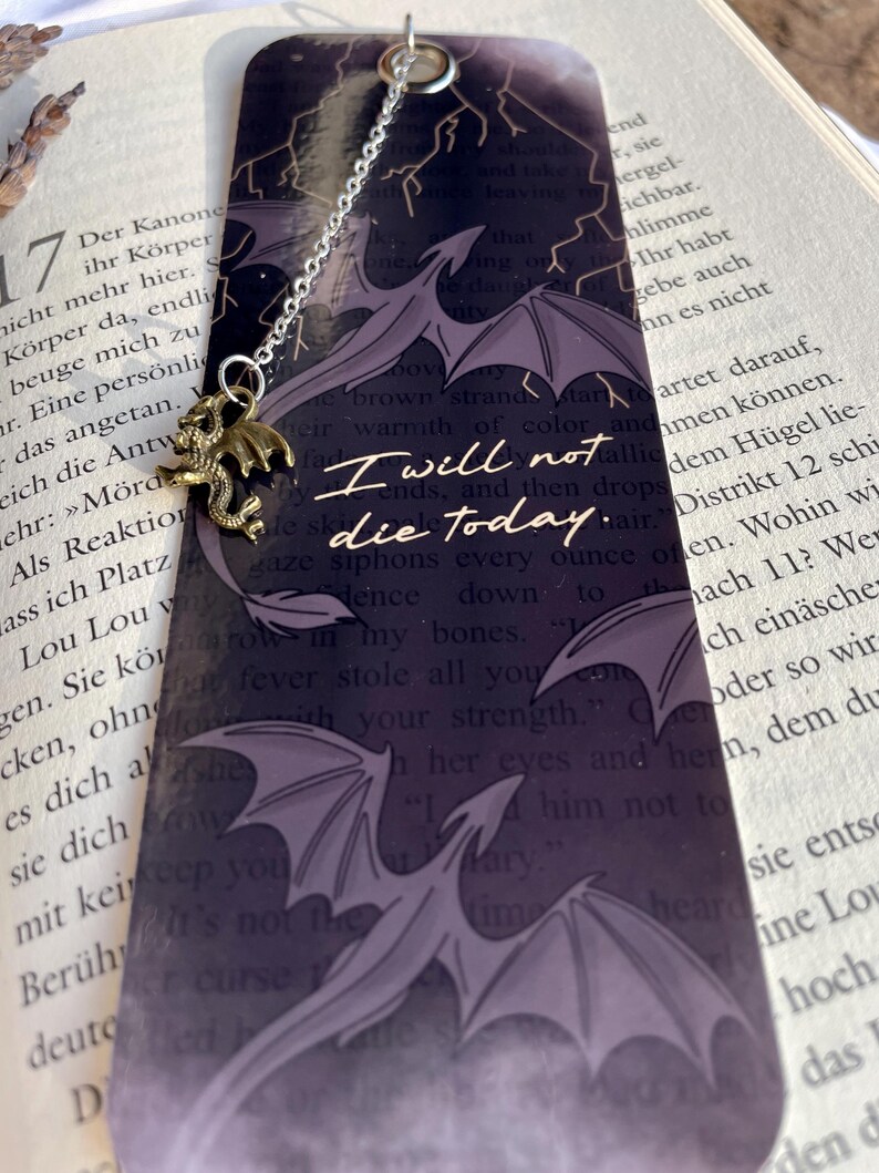 Lesezeichen Fourth Wing, Onyx Storm, Iron Flame, Drache, Fantasy, mit Drachen-Charm, Handmade für Buchfans