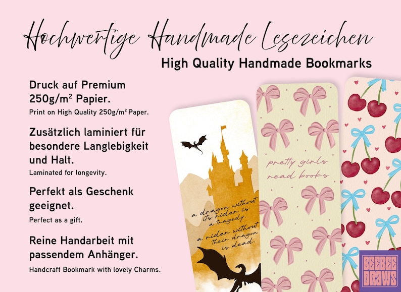 Lesezeichen Fourth Wing, Onyx Storm, Iron Flame, Drache, Fantasy, mit Drachen-Charm, Handmade für Buchfans