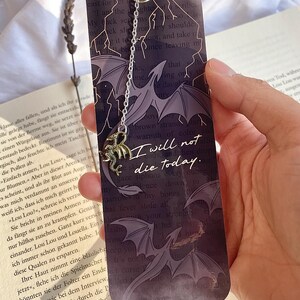 Lesezeichen Fourth Wing, Onyx Storm, Iron Flame, Drache, Fantasy, mit Drachen-Charm, Handmade für Buchfans