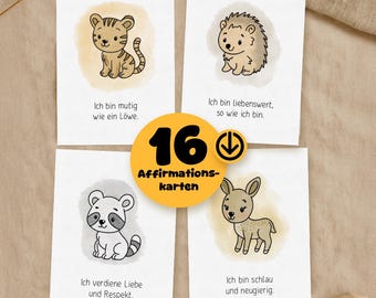 Affirmation cards for children - encouraging cards to print yourself - mindfulness cards for kindergarten and school - DIN A6