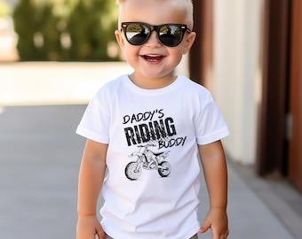 Daddy's Riding Buddy Toddler Shirt, Newborn Dirt Bike Baby Shirt, Daddy Dirt Bike, Supercross Baby Clothes, Motocross Toddler Shirt