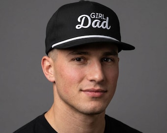 Girl Dad Embroidered Rope Hat, Comfort Colors Five Panel Snapback Golf Cap, Golf Hat for Dad, Father's Day Gift Girl Dad, New Dad Gift