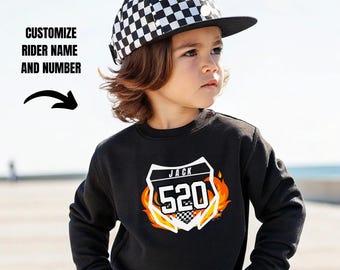 Custom Motocross Sweatshirt, Personalized Kids Motocross Shirt, Kids Dirtbike Tee, Toddler Dirtbike Shirt, Boys Motocross Shirt Custom Moto
