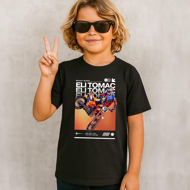 Eli Tomac Kids Motocross Shirt, Kids Motocross Jersey, Kids Race T-Shirt, Eli Tomac Shirt, Boys Dirt Bike Shirt, Kids Racing Tee, Braaap imagem 1