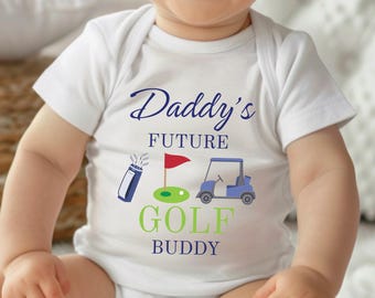 Daddy's Future Golf Buddy Bodysuit, Personalized Golf Shirt Baby Bodysuit, Newborn Baby Shower Gift, Sports Outfit Baby Golf