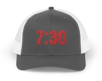 730 Trucker Hat Schwarz Snapback Cap 7.30 Hut Bestickter Mesh Back Hut Streetwear Hut Hip Hop Cap verstellbar