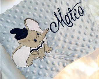 Manta de elefante bordada personalizada/Manta bordada personalizada para recién nacido/Regalo para el regreso a casa/Regalo para baby shower/Manta para niña y niño
