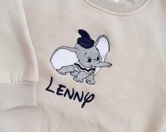 Suéter de elefante bordado personalizado/Sudadera unisex/Regalo para baby shower